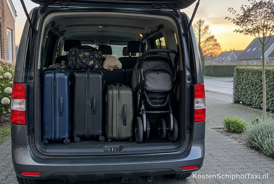 Taxibus met veel koffers in de laadruimte